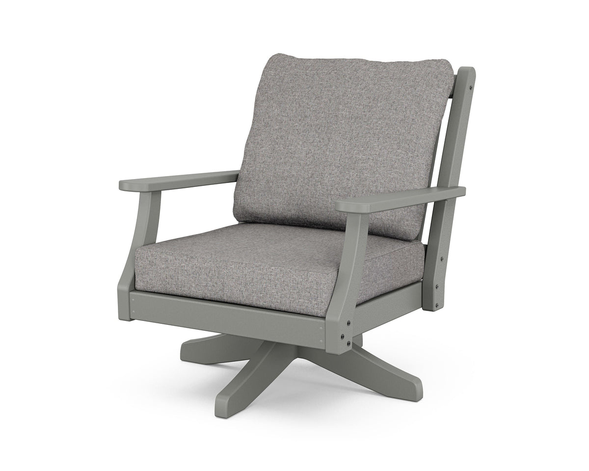 POLYWOOD Wovendale Deep Seating Swivel Chair in Slate Grey / Grey Mist