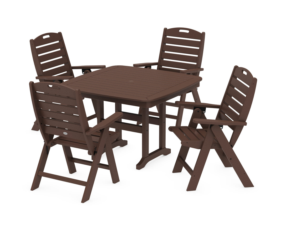 POLYWOOD Nautical Highback Chair 5-Piece Dining Set in Mahogany