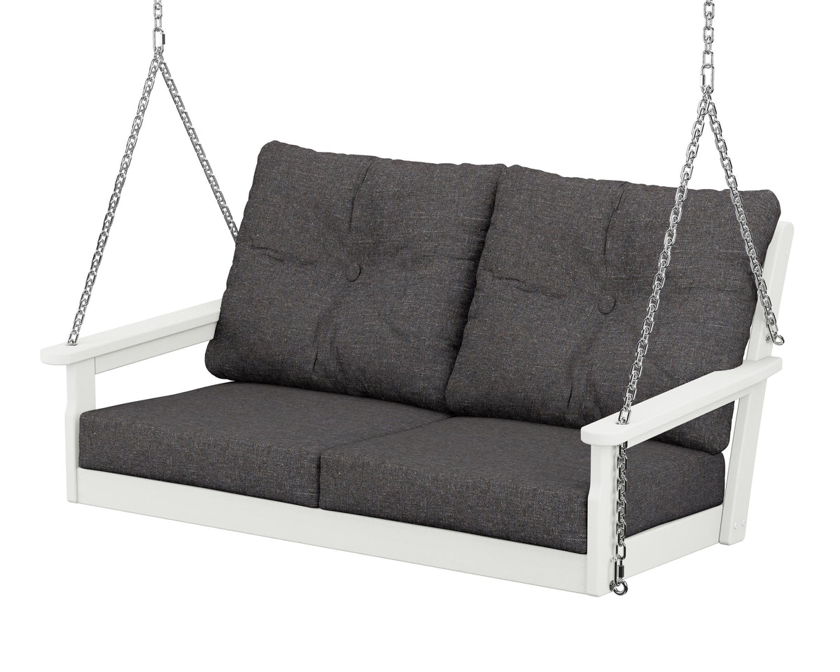 POLYWOOD Vineyard Deep Seating Swing in Vintage White / Ash Charcoal