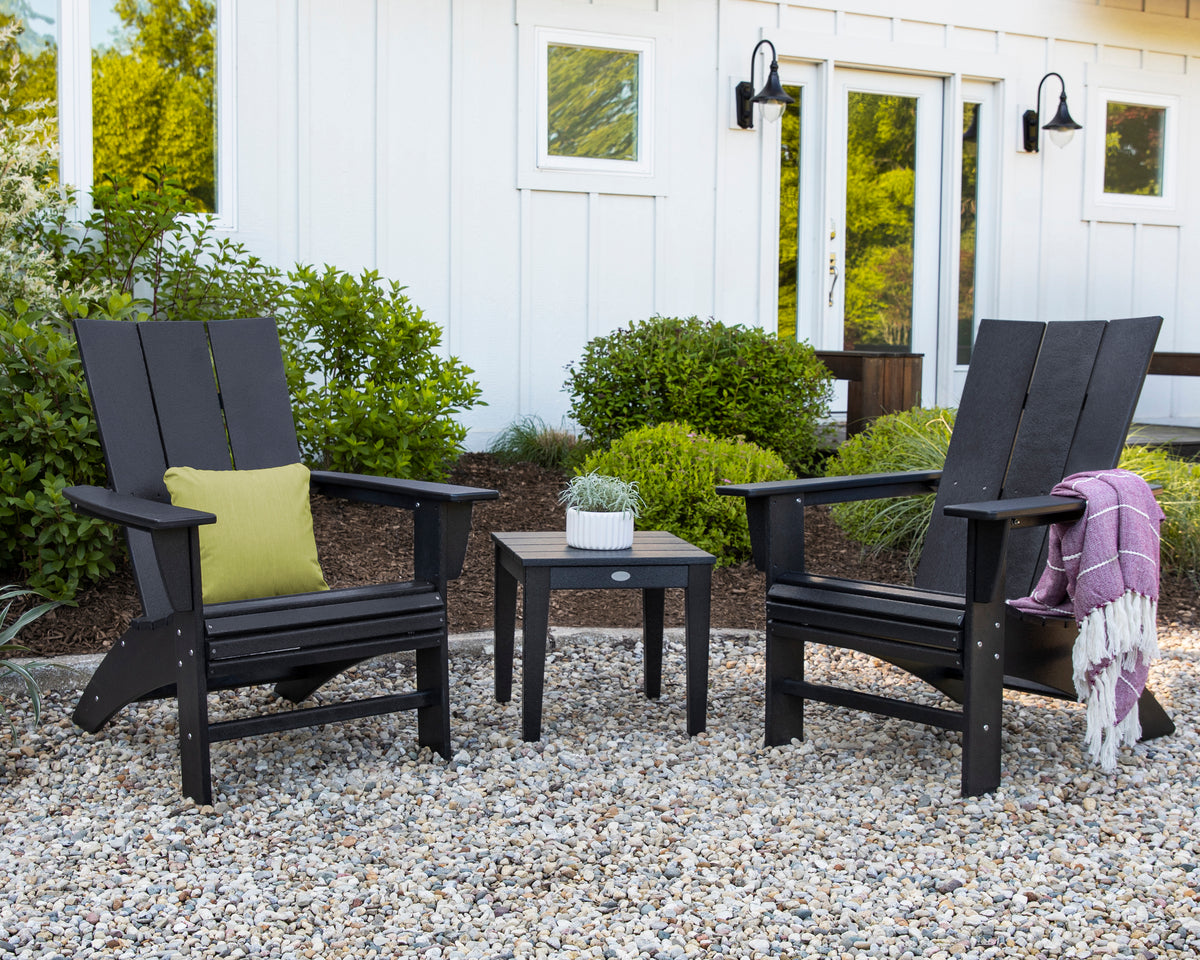 Detail photo of the POLYWOOD Modern Curveback Adirondack Chair in Black