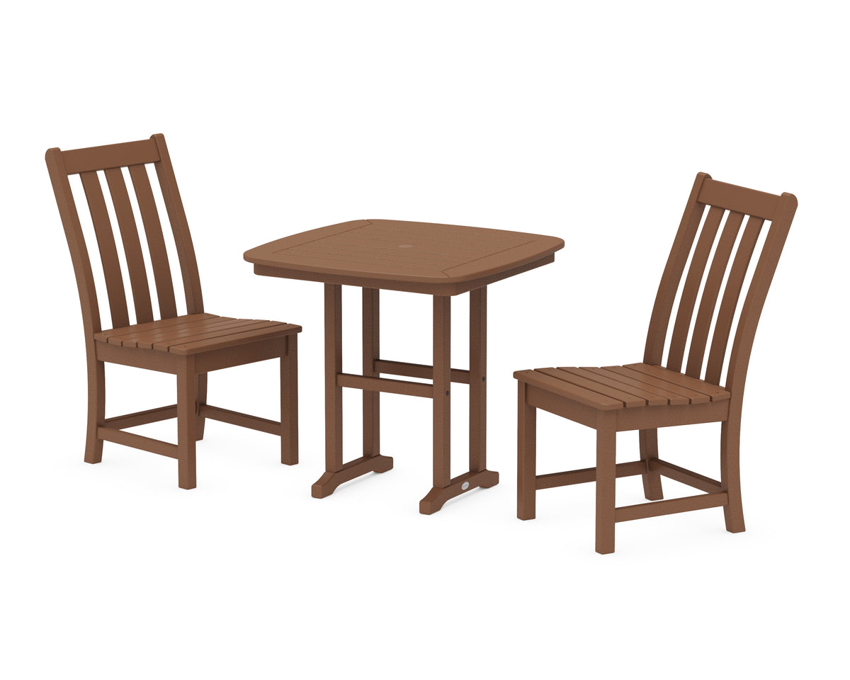 POLYWOOD Vineyard Side Chair 3-Piece Dining Set in Teak