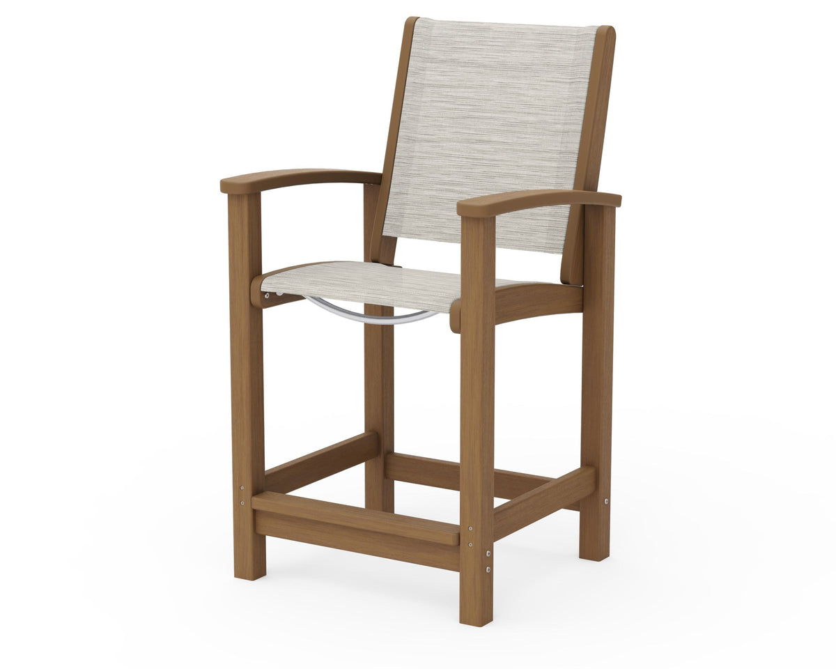 POLYWOOD Coastal Counter Chair in Natural / Birch