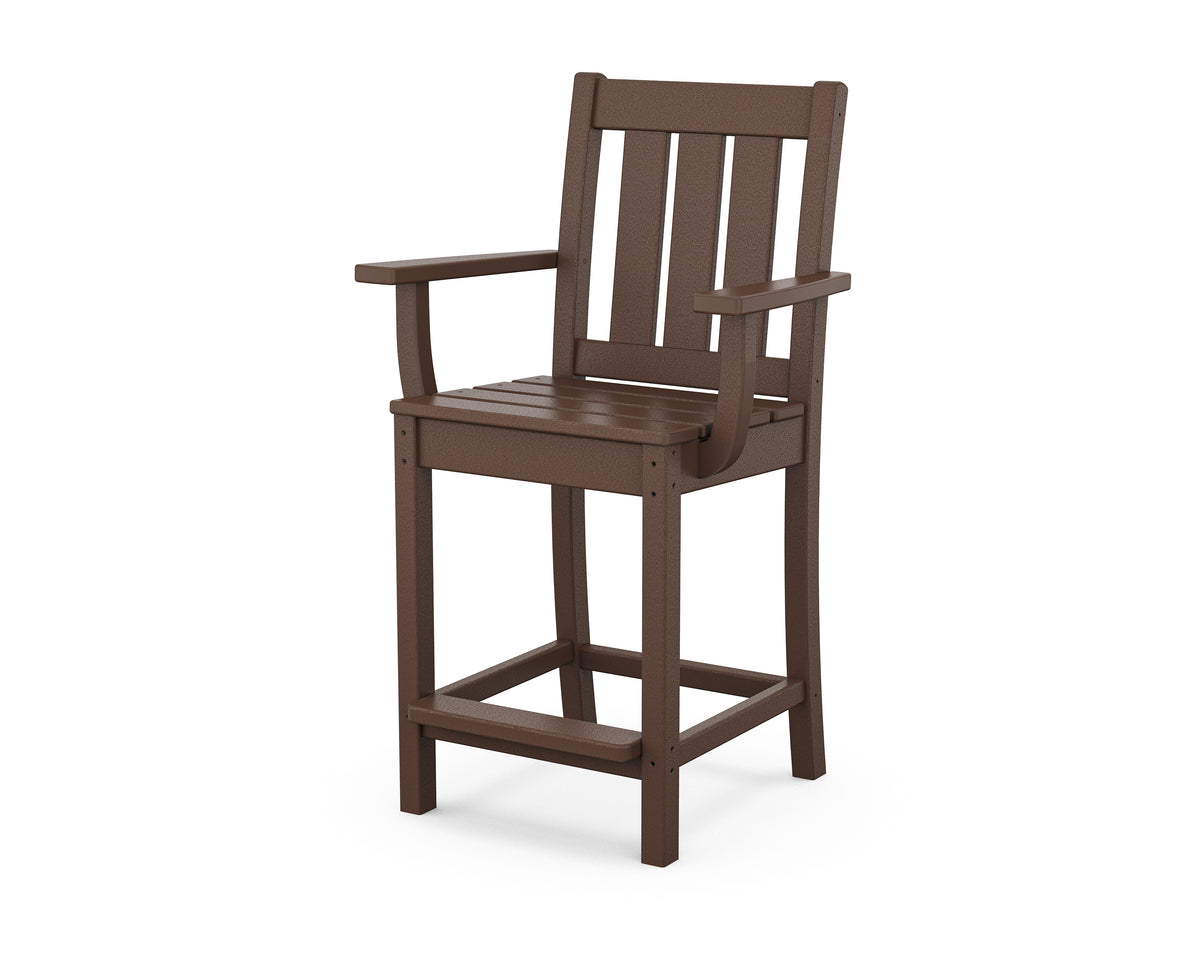 POLYWOOD Oxford Counter Arm Chair in Mahogany