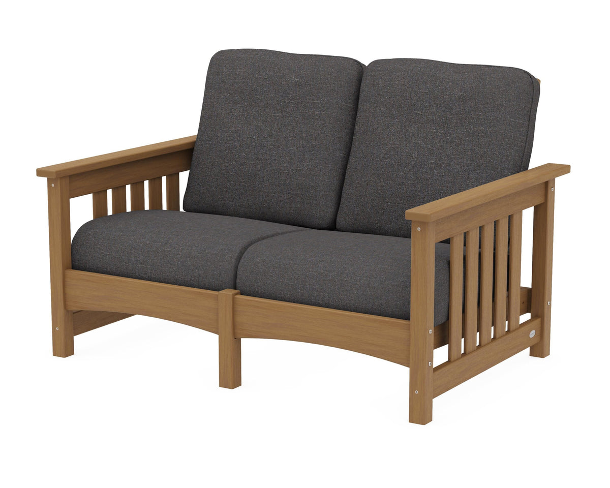 POLYWOOD Club Mission Loveseat in Natural / Ash Charcoal