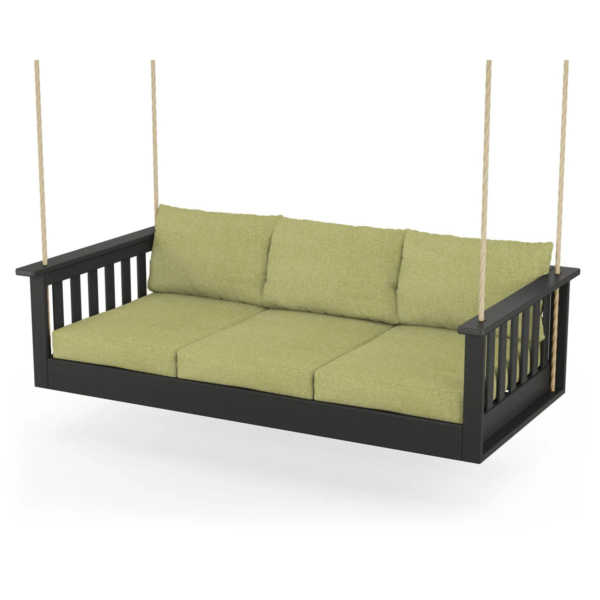 POLYWOOD Vineyard Daybed Swing in Black / Chartreuse Boucle