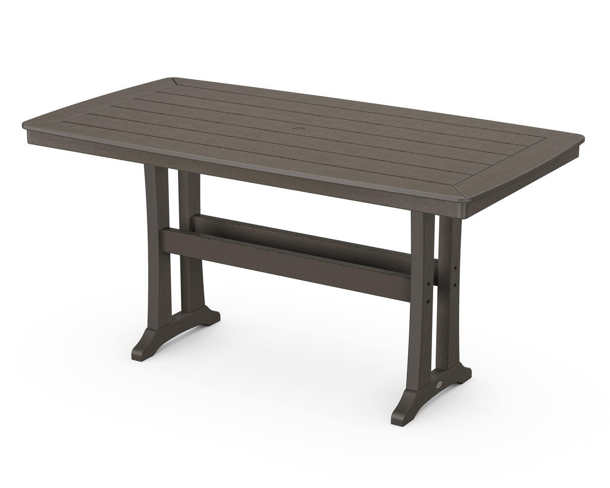 POLYWOOD Nautical Trestle 38" x 73" Counter Table in Vintage Coffee