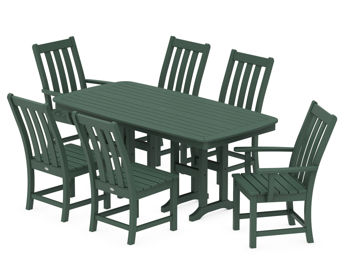 POLYWOOD Vineyard 7-Piece Dining Set - 37" x 72" Table in Green