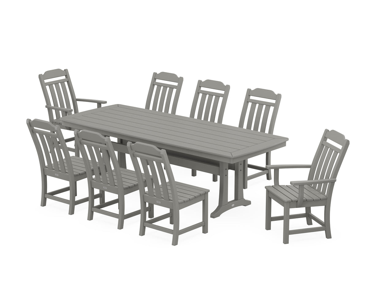 POLYWOOD Cottage 9-Piece Dining Set with Trestle Legs in Slate Grey