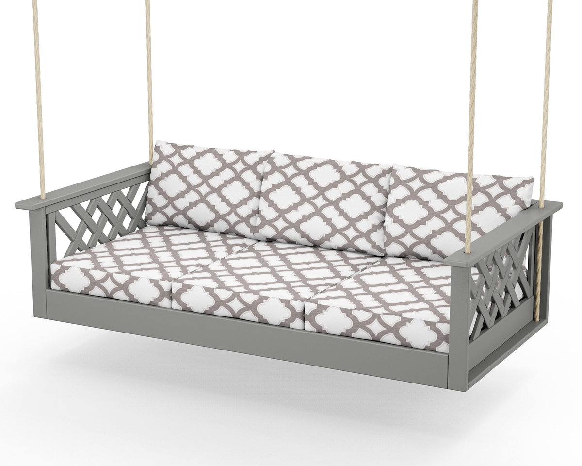 POLYWOOD Wovendale Daybed Swing in Slate Grey / Trellis Grey Mist