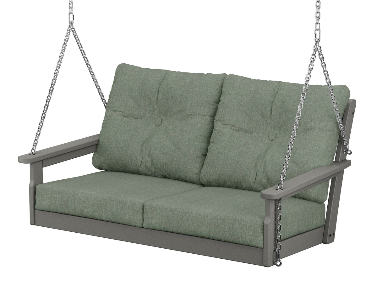 POLYWOOD Vineyard Deep Seating Swing in Slate Grey / Cast Sage