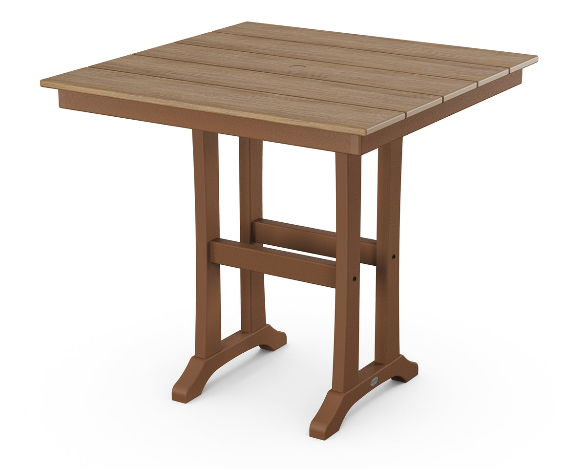 POLYWOOD Farmhouse Trestle 37" Counter Table in Teak / Natural