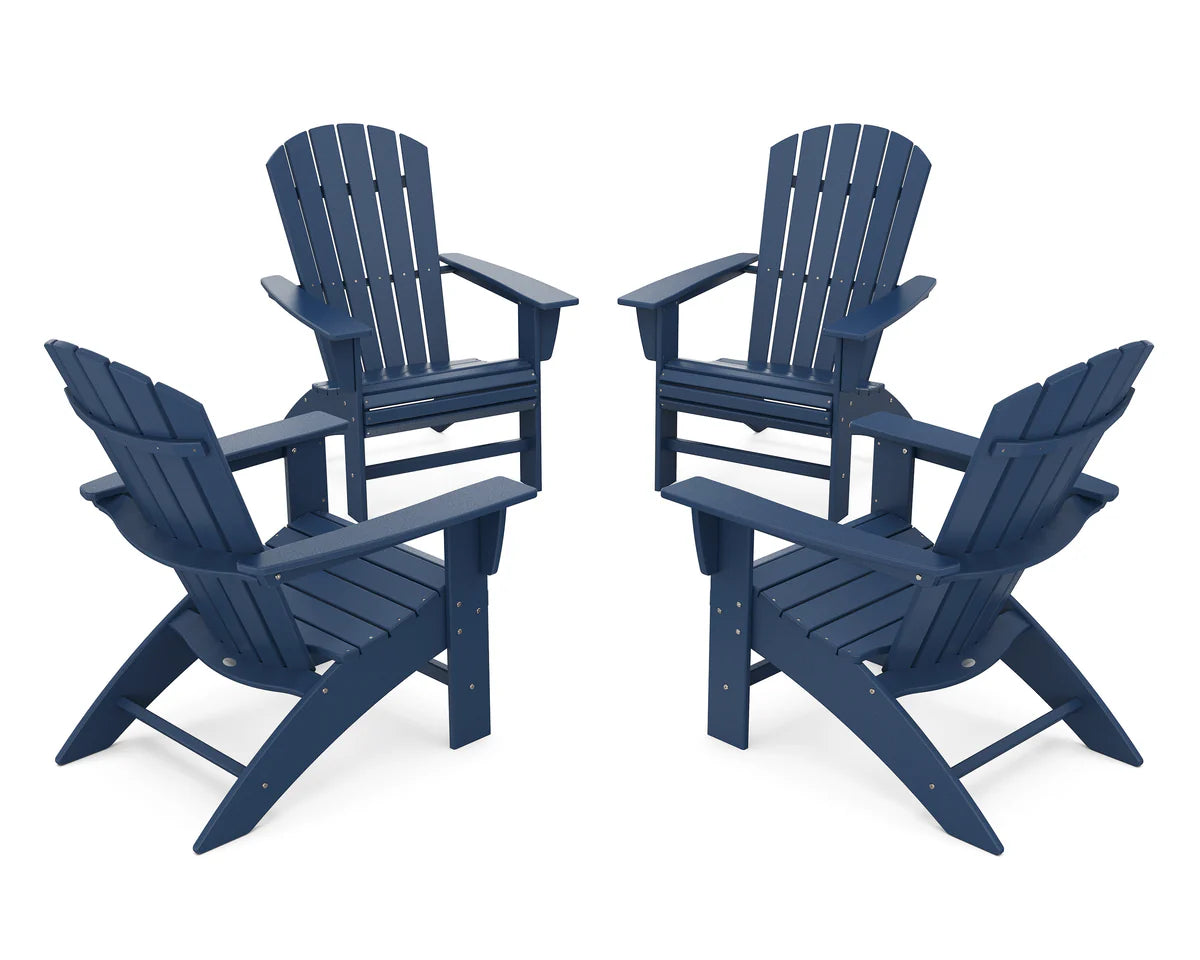 POLYWOOD 4-Piece Nautical Curveback Adirondack Chair Conversation Set