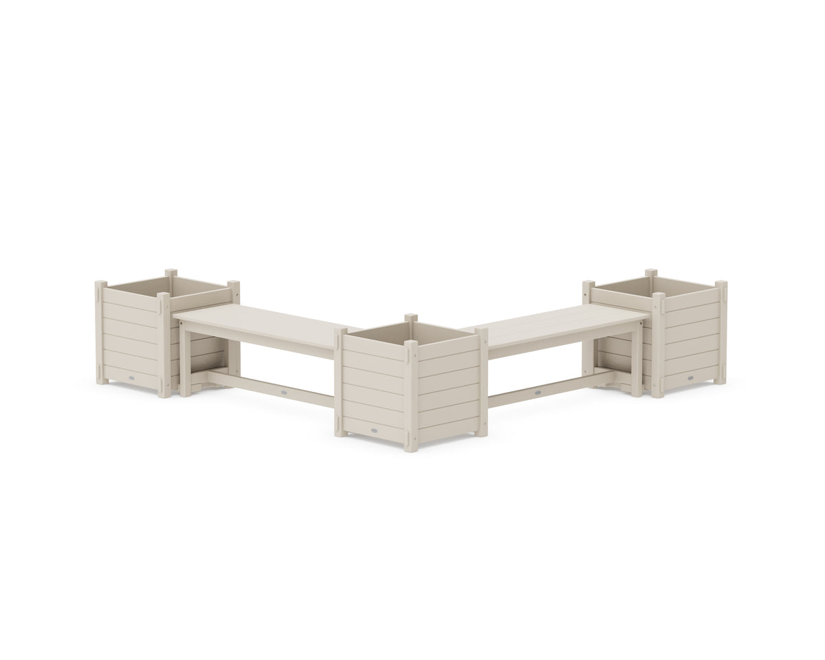 POLYWOOD 48" Nautical L-Shaped Planter Bench Corner Set - Large in Sand
