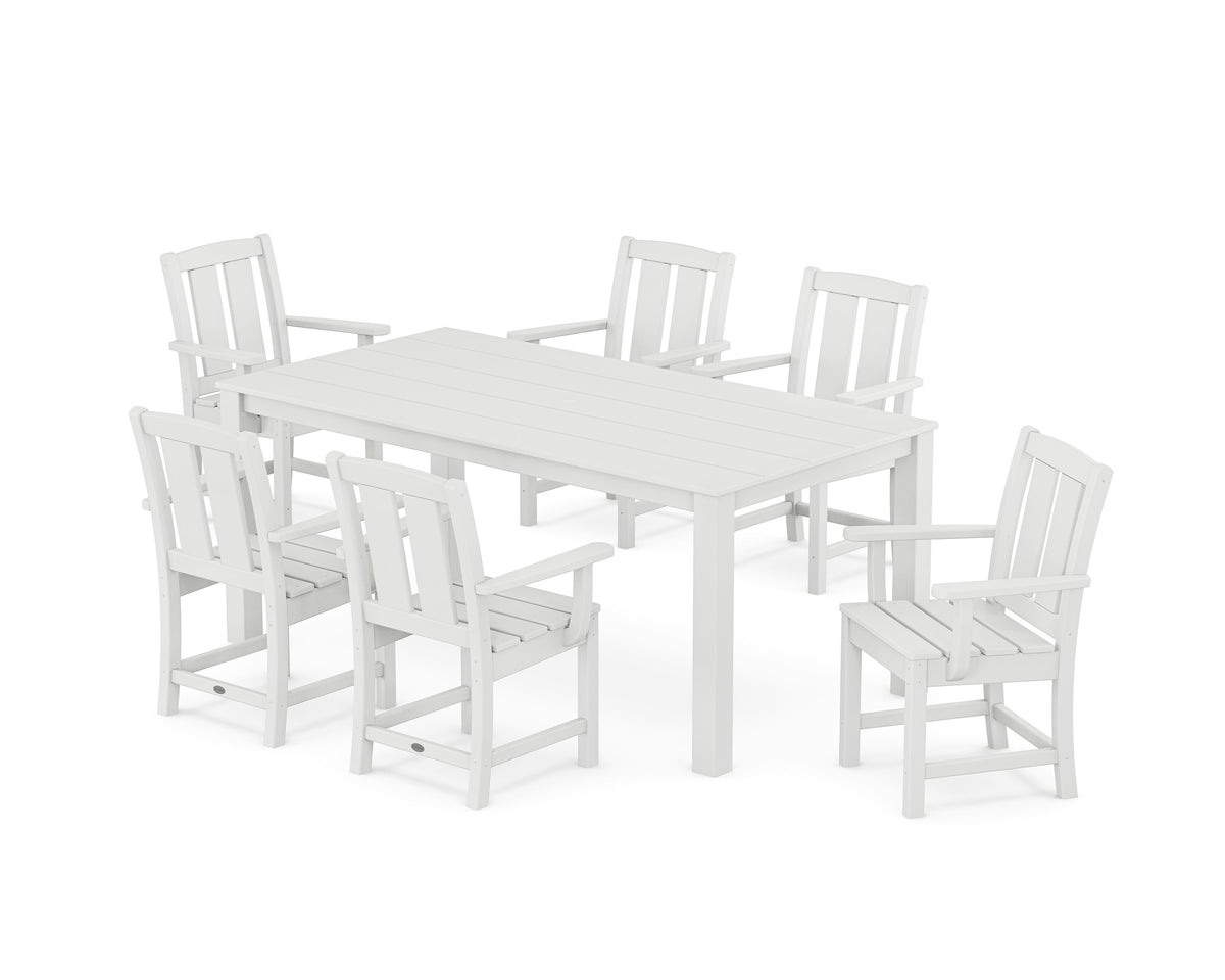 POLYWOOD Mission Arm Chair 7-Piece Parsons Dining Set in White