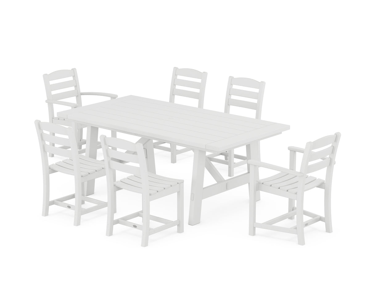 POLYWOOD La Casa Café 7-Piece Rustic Farmhouse Dining Set in White