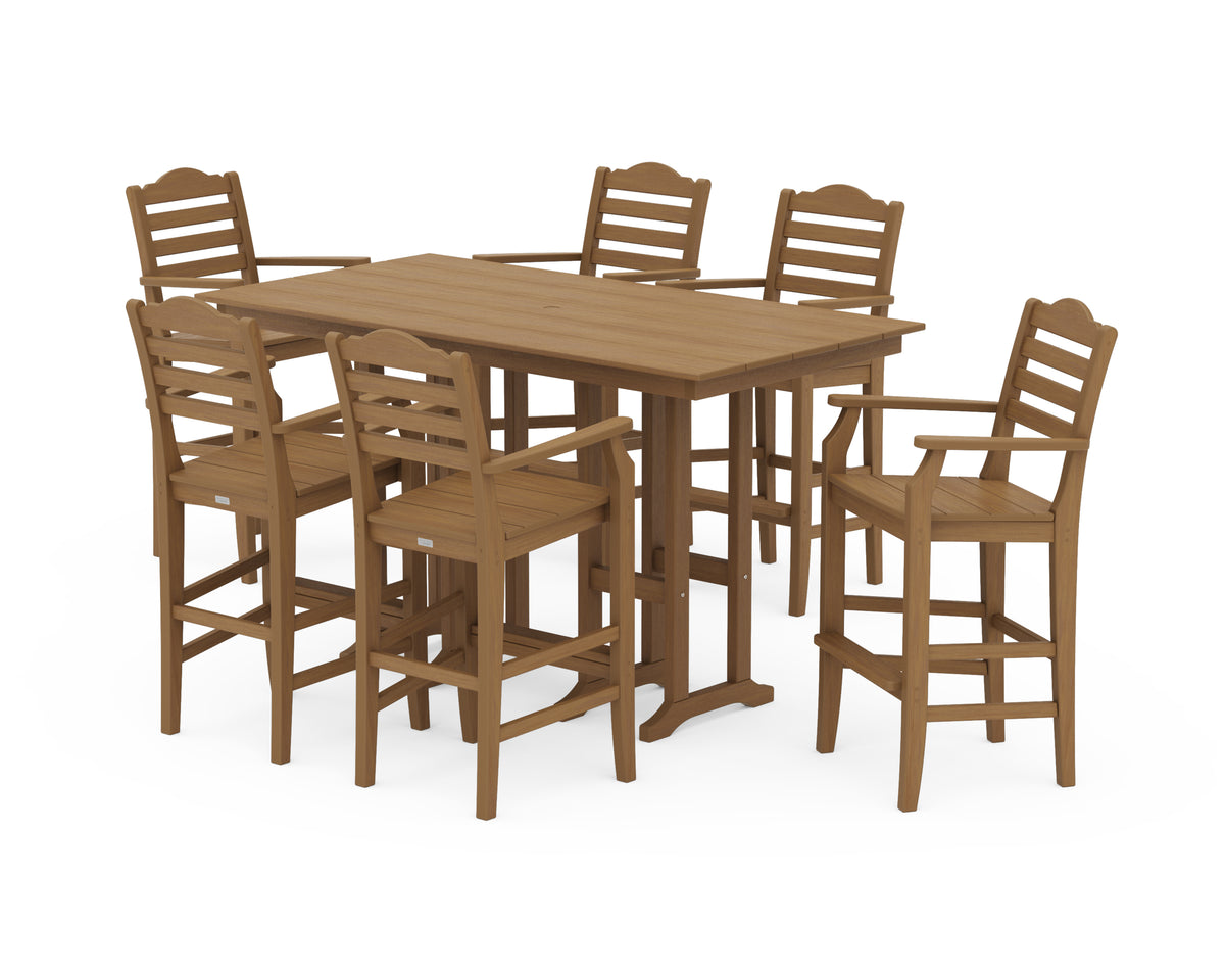 POLYWOOD Savannah Arm Chair 7-Piece Farmhouse Bar Set in Natural