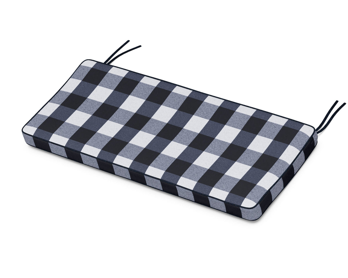 POLYWOOD Chinoiserie 48" Bench Seat Cushion in Buffalo Plaid Marine Indigo