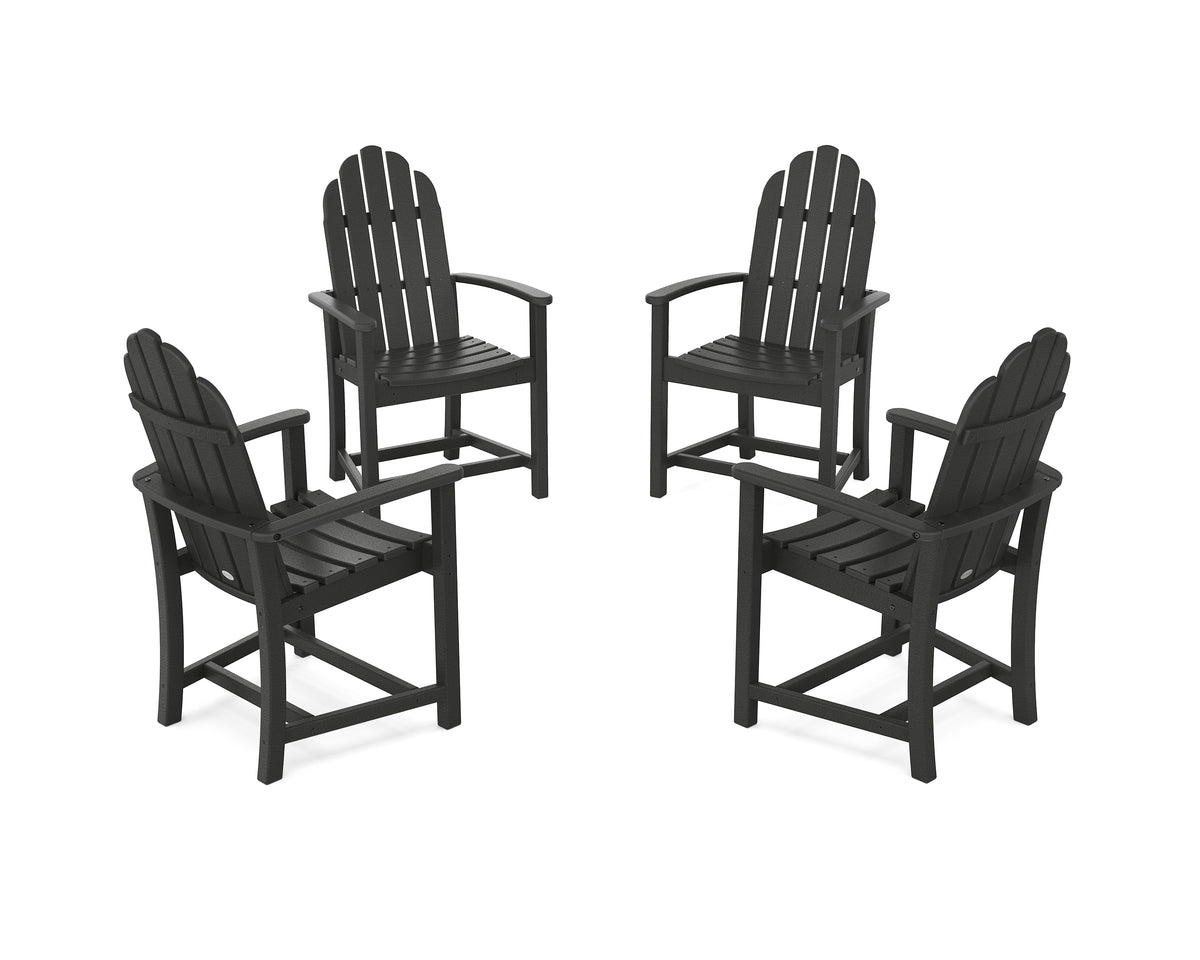POLYWOOD Classic 4-Piece Upright Adirondack Conversation Set in Black