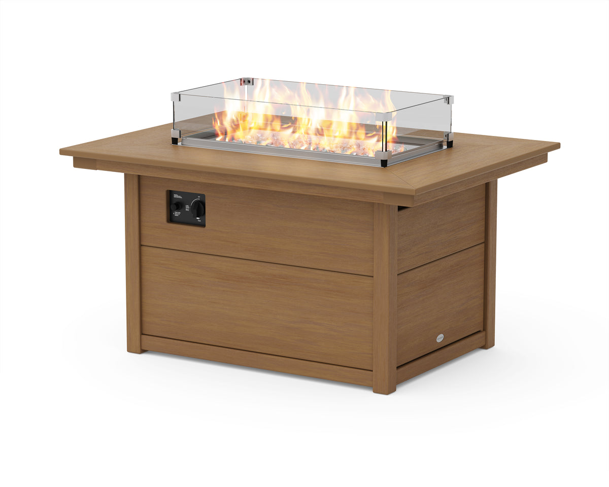 POLYWOOD Rectangle 34"x46" Fire Pit Table in Natural