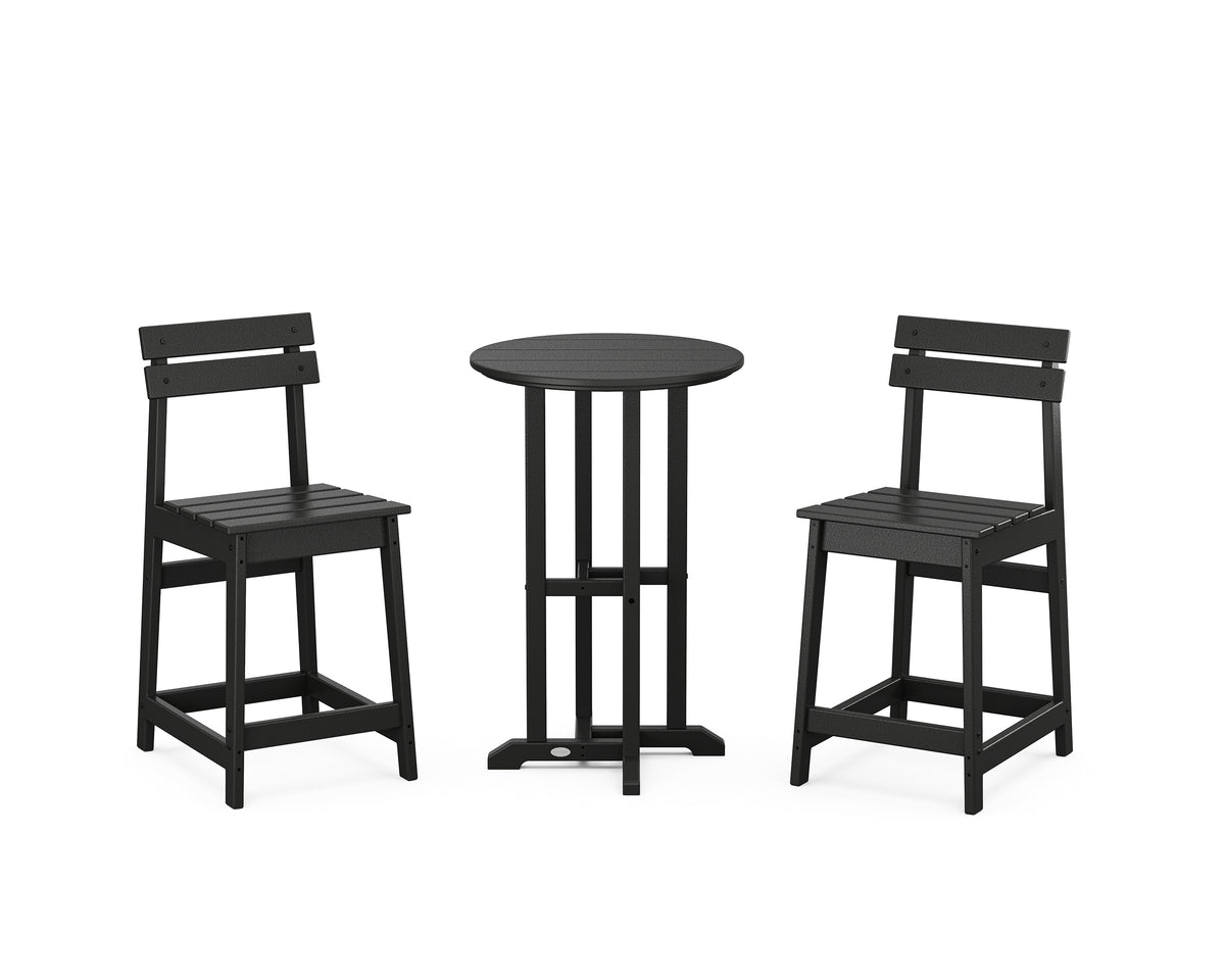 POLYWOOD Modern Studio Plaza 3-Piece Bistro Counter Set in Black