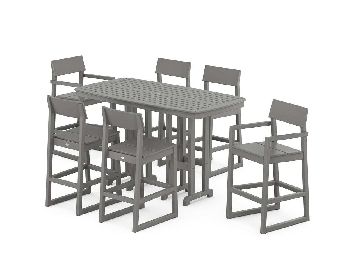 POLYWOOD EDGE 7-Piece Bar Set in Slate Grey