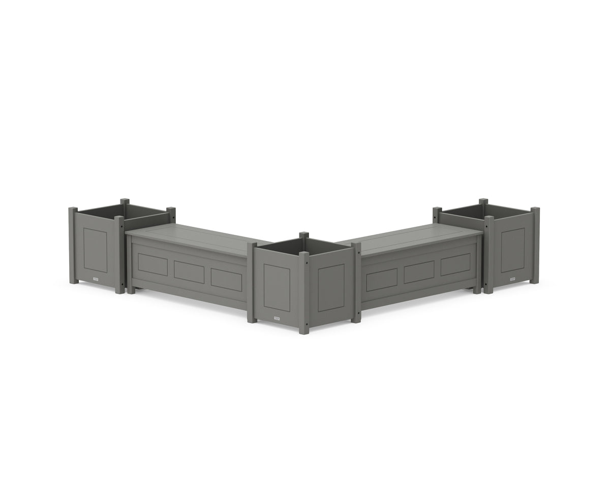 POLYWOOD 48" Country Living L-Shaped Planter Storage Bench Corner Set - Large in Slate Grey