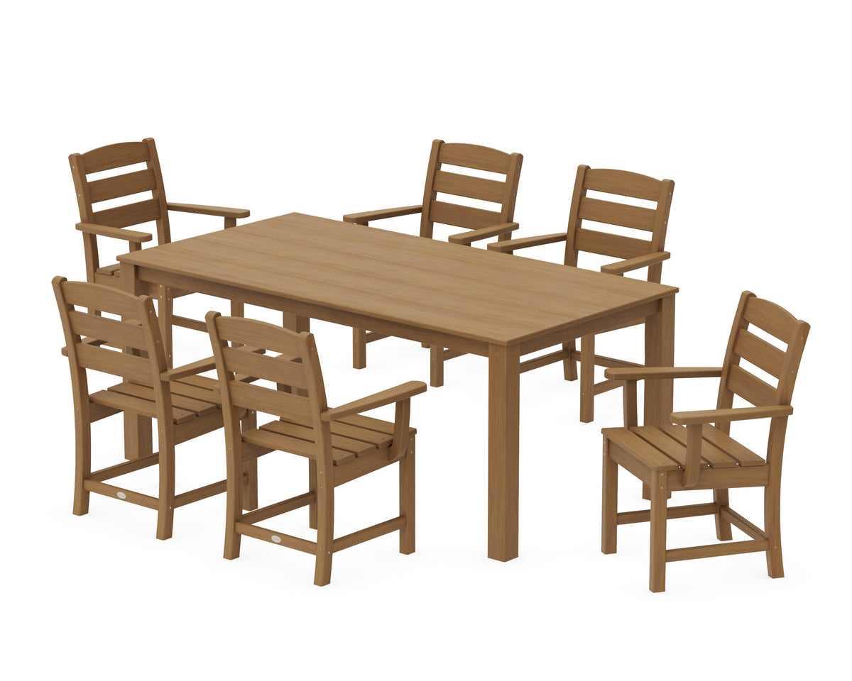 POLYWOOD Lakeside Arm Chair 7-Piece Parsons Dining Set in Natural