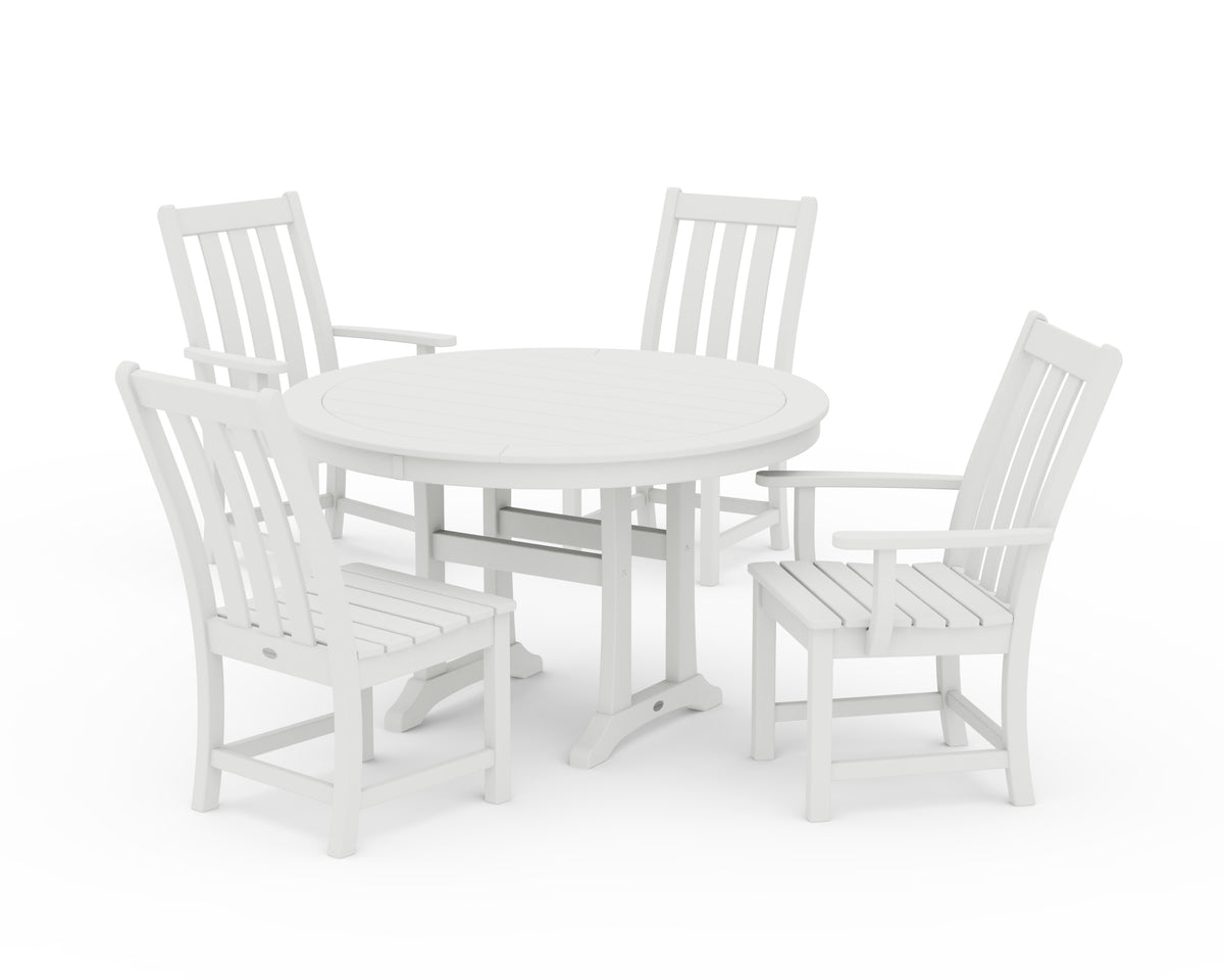 POLYWOOD Vineyard 5-Piece Nautical Trestle Dining Set in Vintage White
