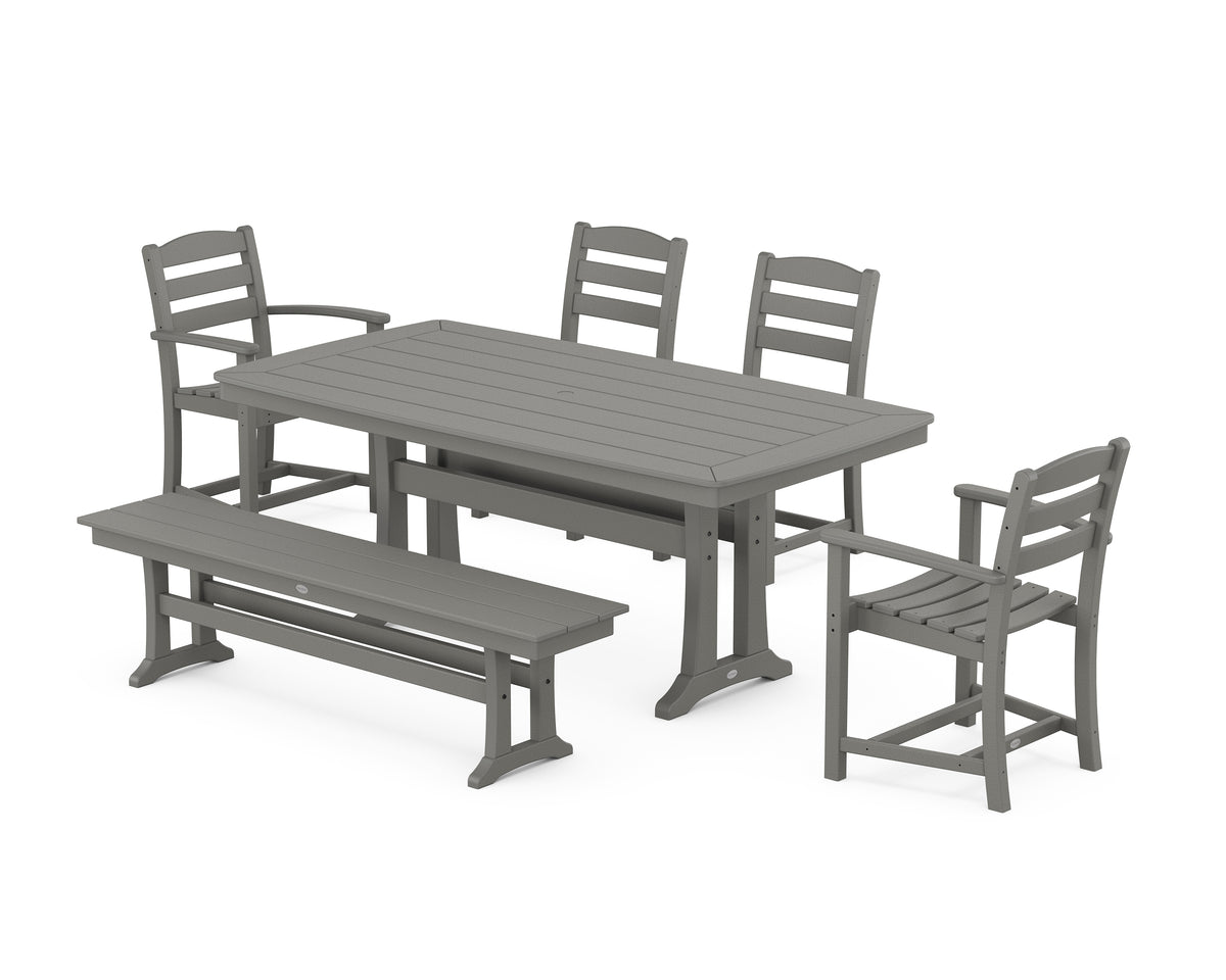 POLYWOOD La Casa Café 6-Piece Dining Set with Trestle Legs in Slate Grey
