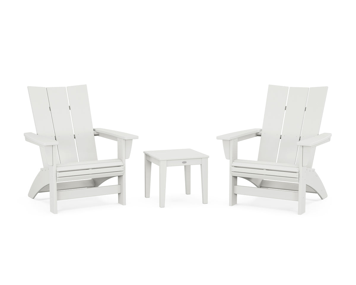 POLYWOOD 3-Piece Modern Grand Adirondack Set in Vintage White