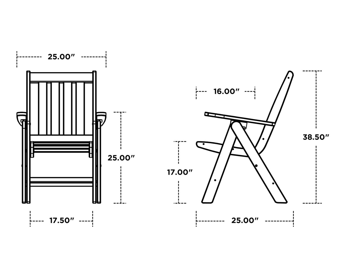 POLYWOOD Vineyard Folding Dining Chair dimensions