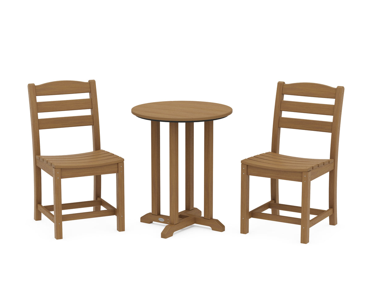 POLYWOOD La Casa Café Side Chair 3-Piece Round Bistro Dining Set in Natural
