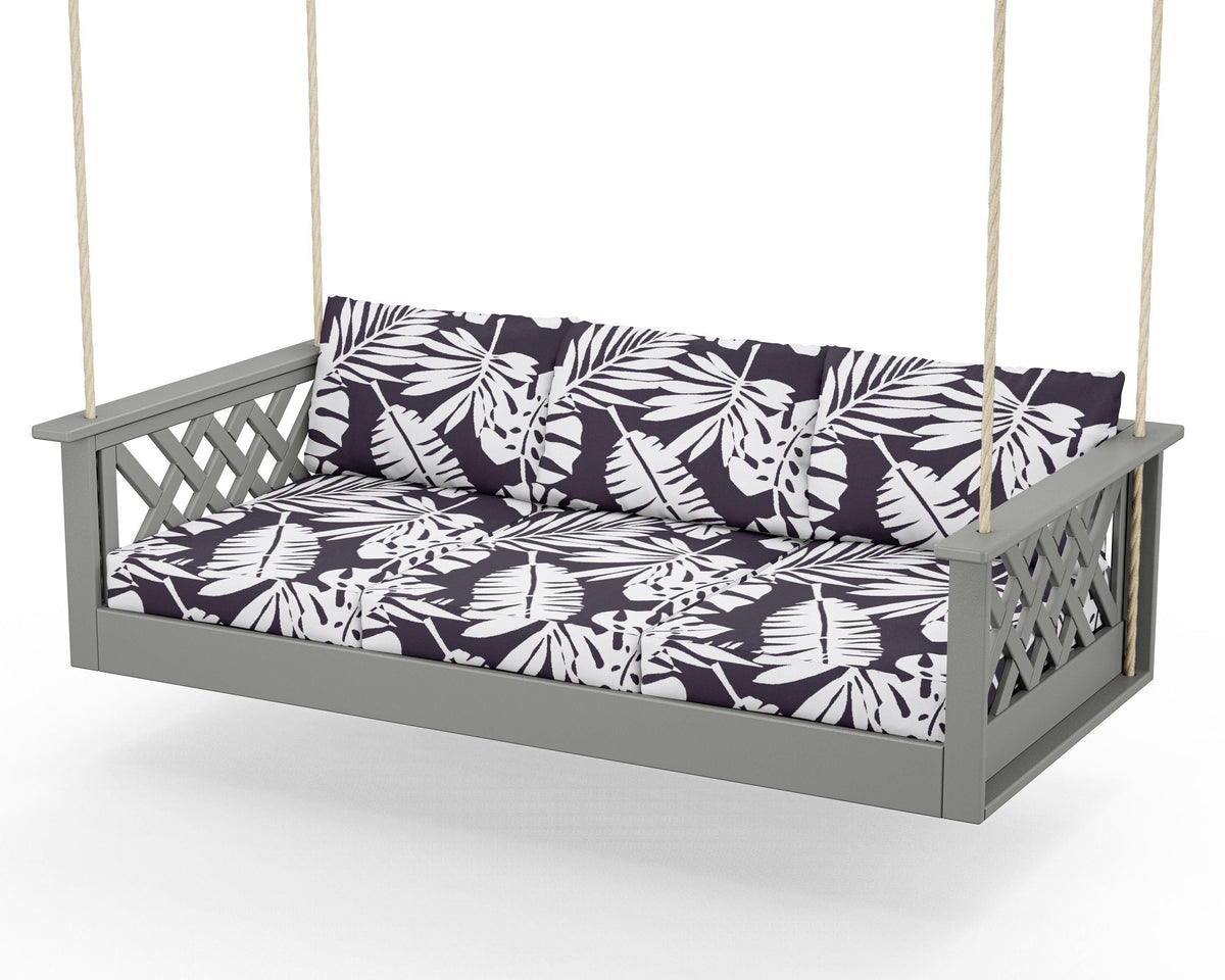 POLYWOOD Wovendale Daybed Swing in Slate Grey / Leaf Navy