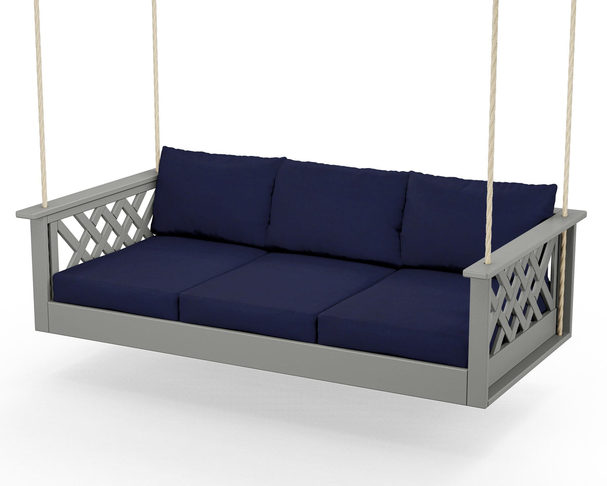 POLYWOOD Wovendale Daybed Swing in Slate Grey / Navy