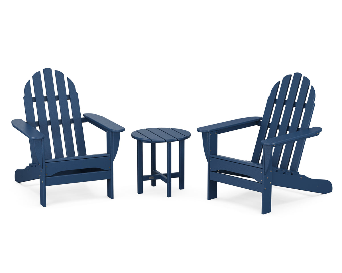 POLYWOOD Classic Adirondack 3-Piece Set in Navy