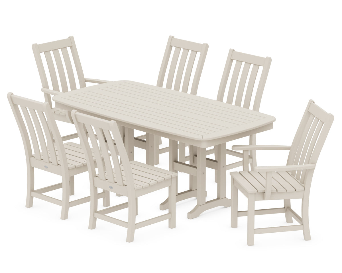 POLYWOOD Vineyard 7-Piece Dining Set - 37" x 72" Table in Sand