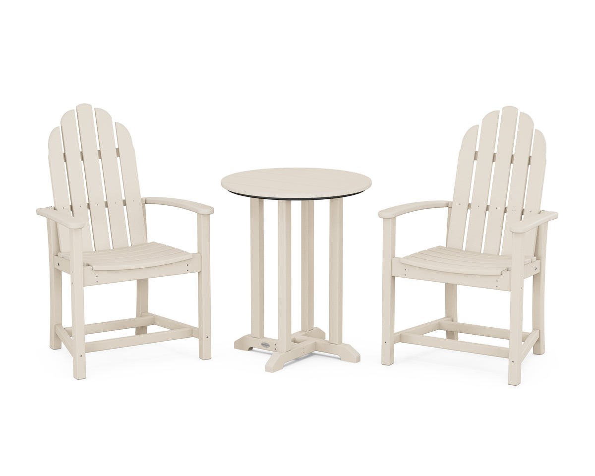 POLYWOOD Classic Adirondack 3-Piece Round Bistro Dining Set in Sand