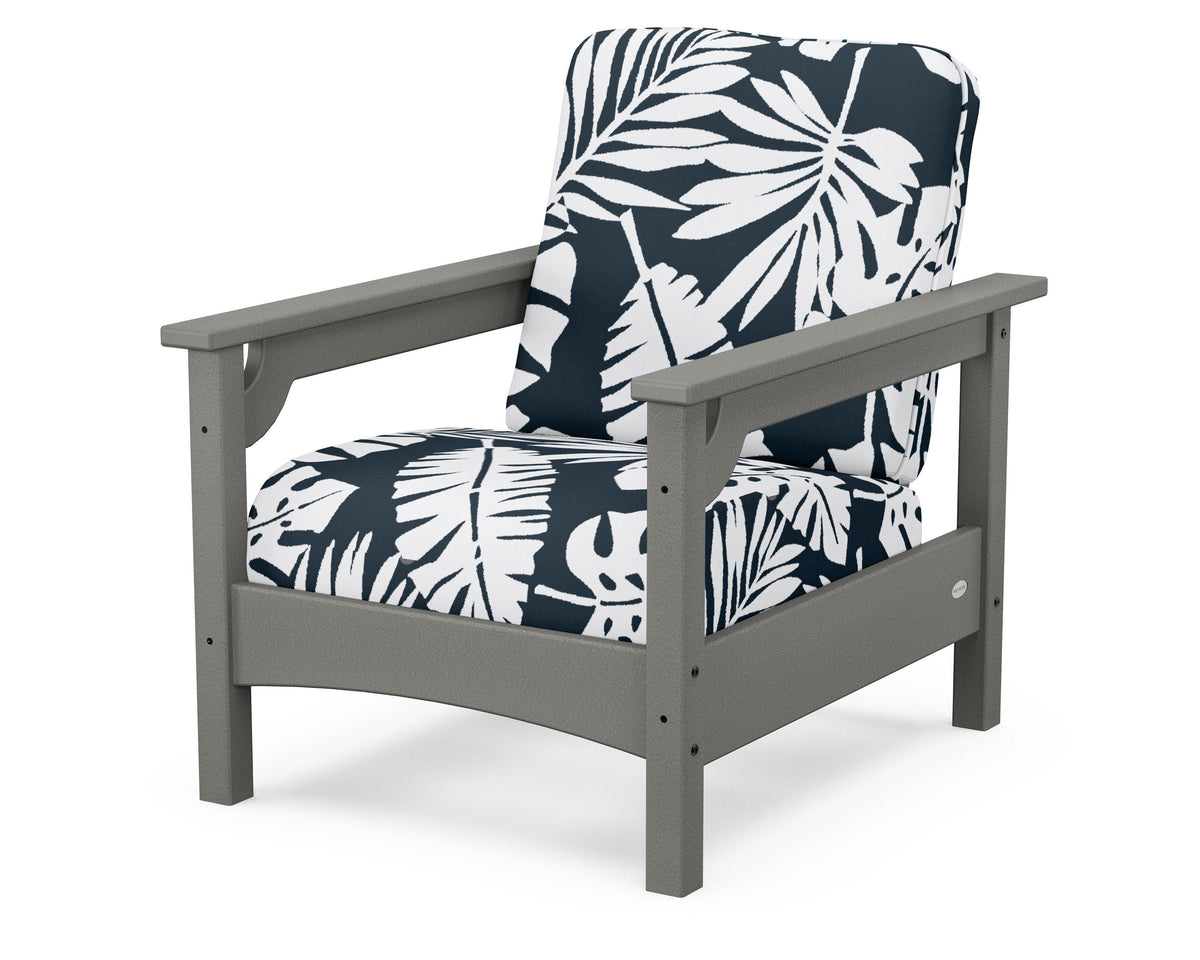 POLYWOOD Club Chair in Slate Grey / Leaf Marine Indigo