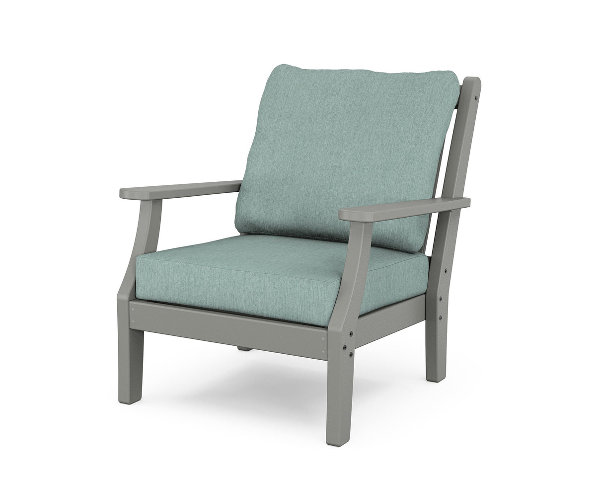 POLYWOOD Wovendale Deep Seating Chair in Slate Grey / Glacier Spa