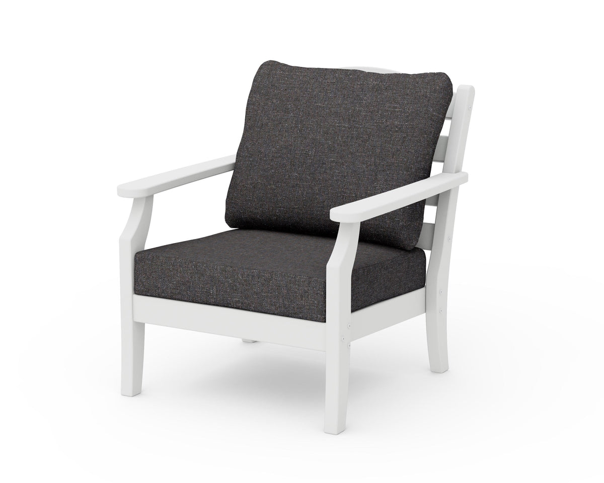 POLYWOOD Savannah Deep Seating Chair in White / Ash Charcoal