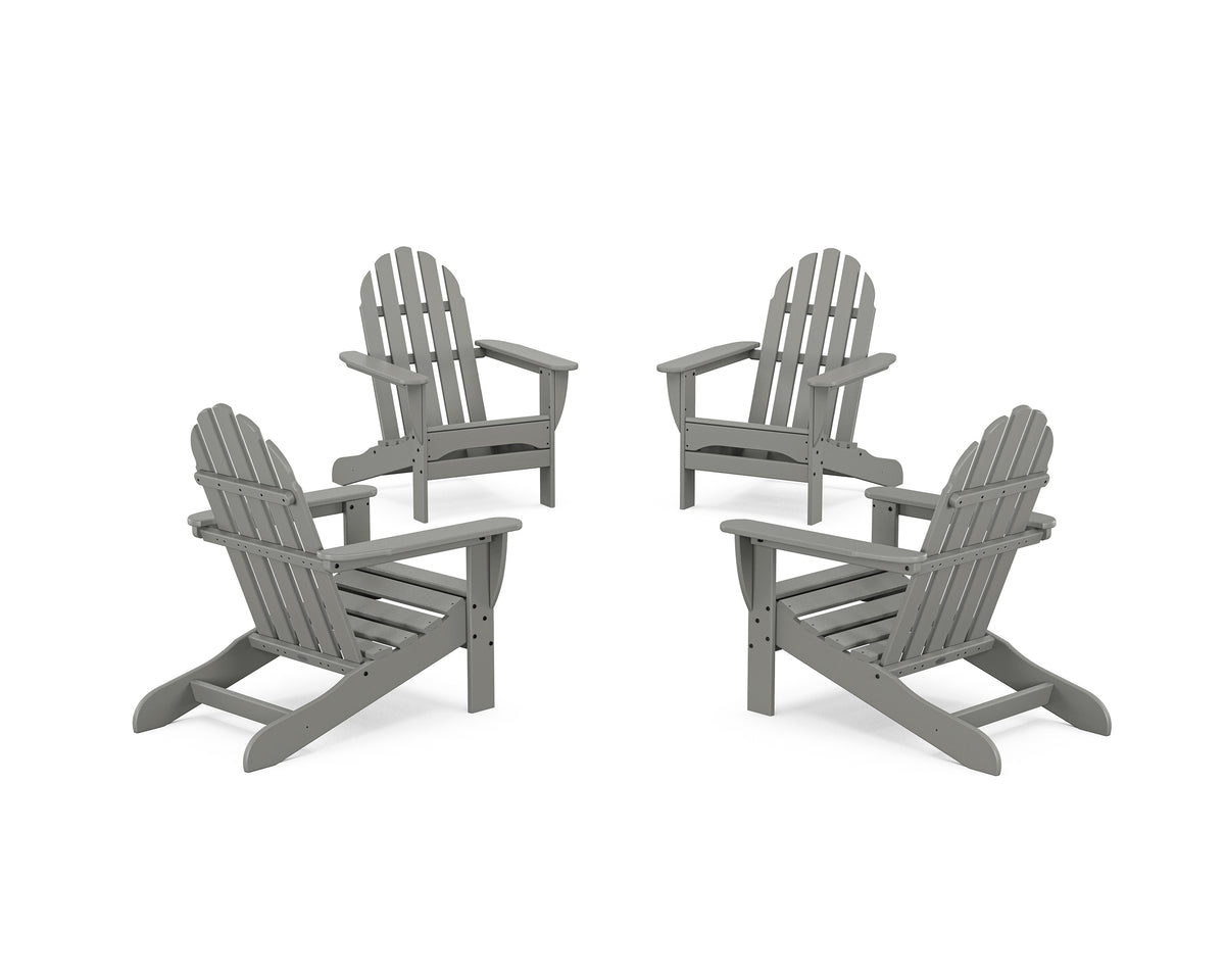 POLYWOOD 4-Piece Classic Adirondack Conversation Set in Slate Grey
