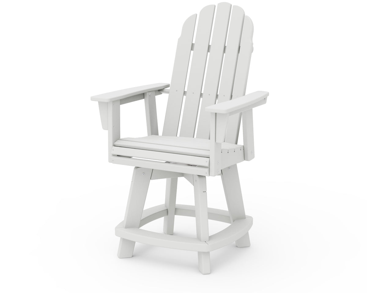 POLYWOOD Vineyard Curveback Adirondack Swivel Counter Chair in Vintage White