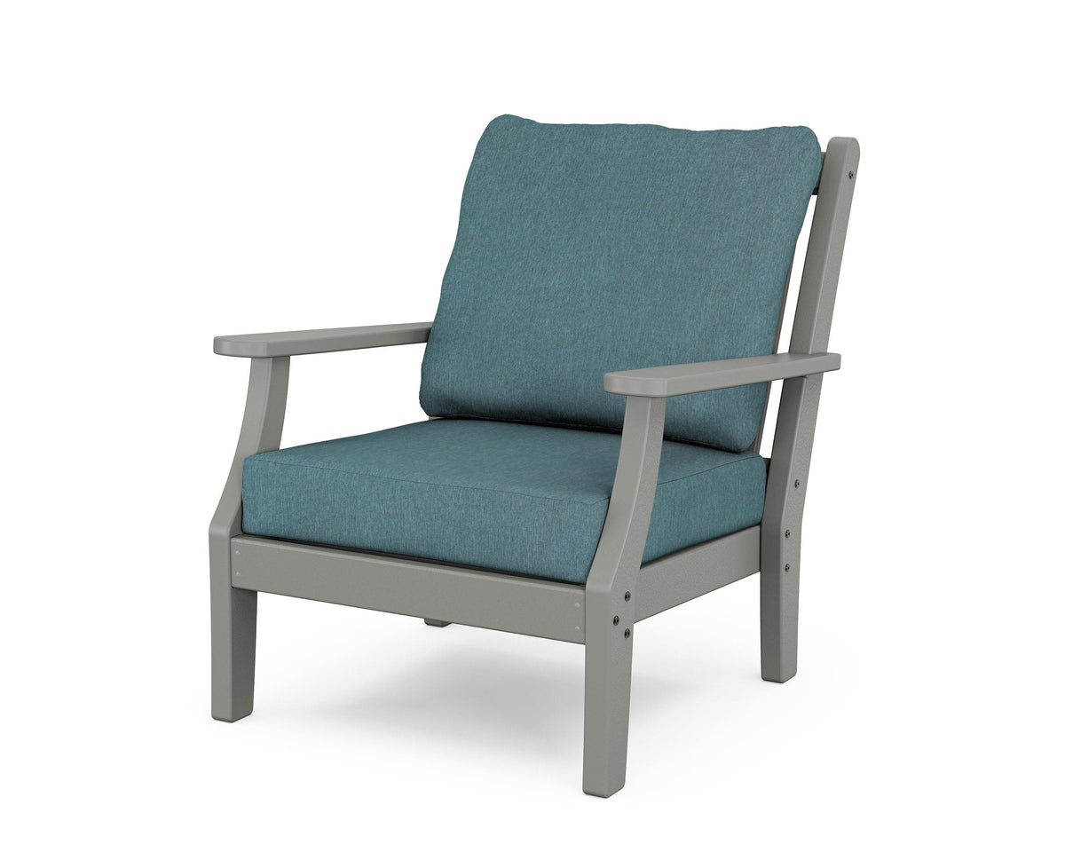 POLYWOOD Wovendale Deep Seating Chair in Slate Grey / Ocean Teal