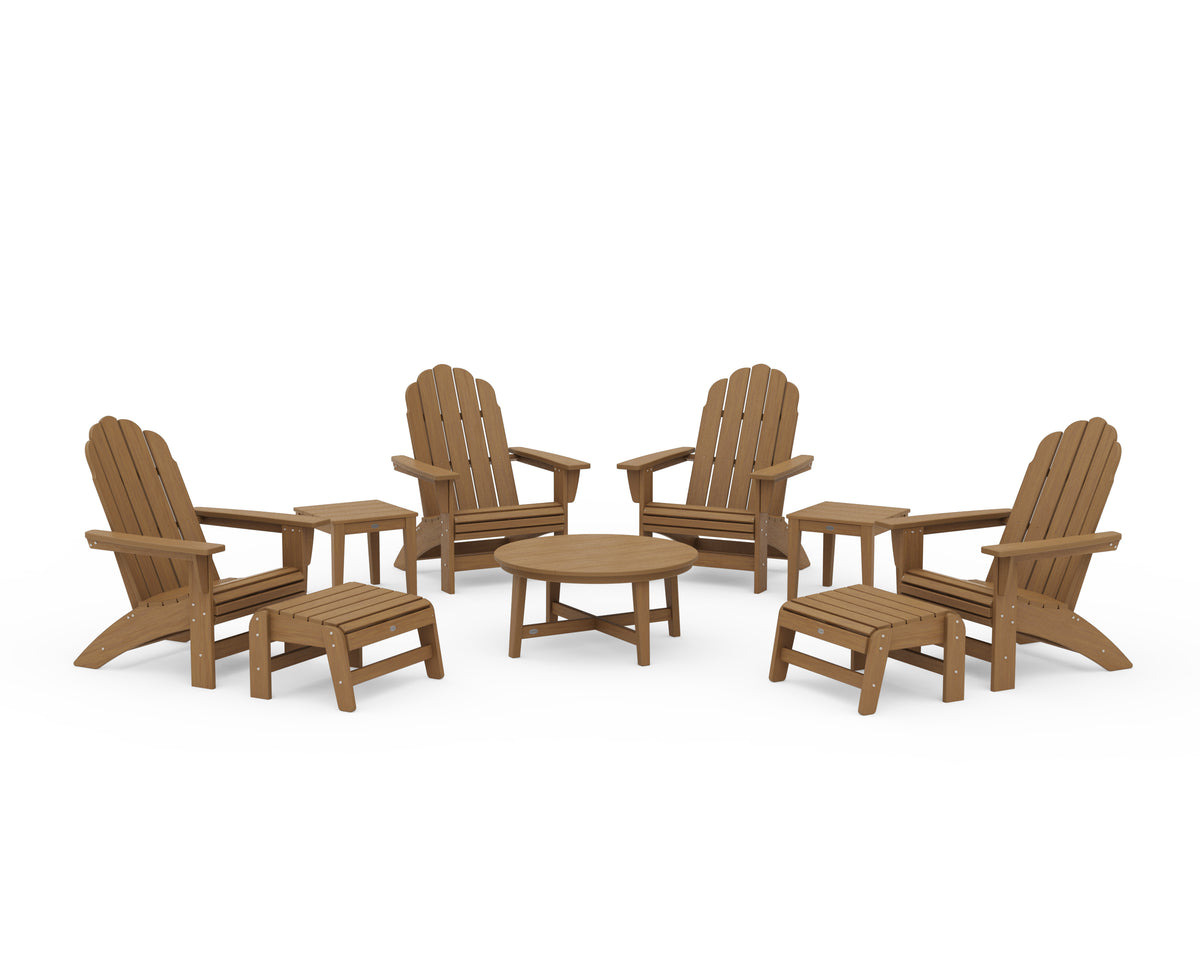 POLYWOOD Vineyard Grand Adirondack 9-Piece Conversation Set in Natural
