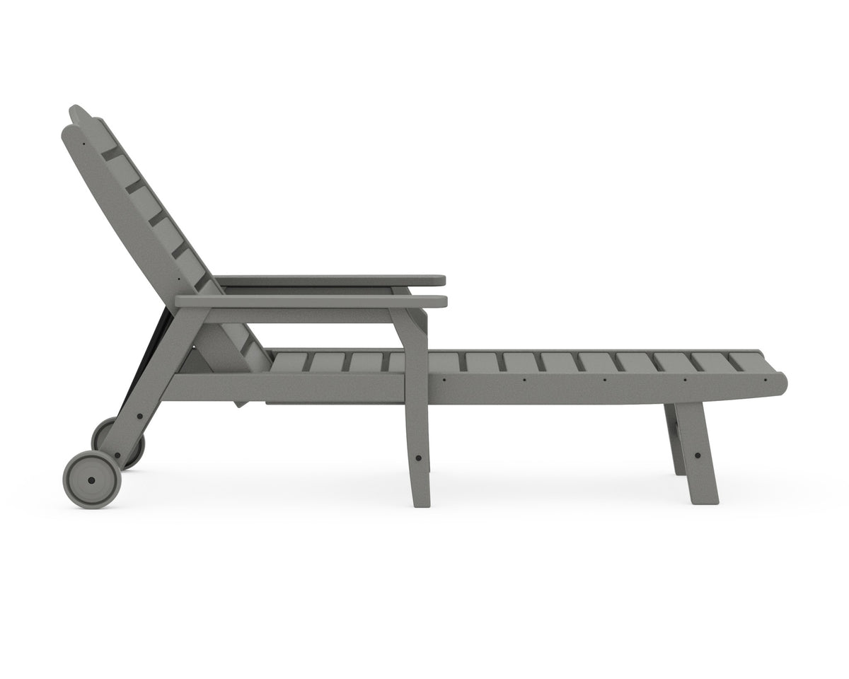 POLYWOOD Savannah Chaise with Arms and Wheels angle view