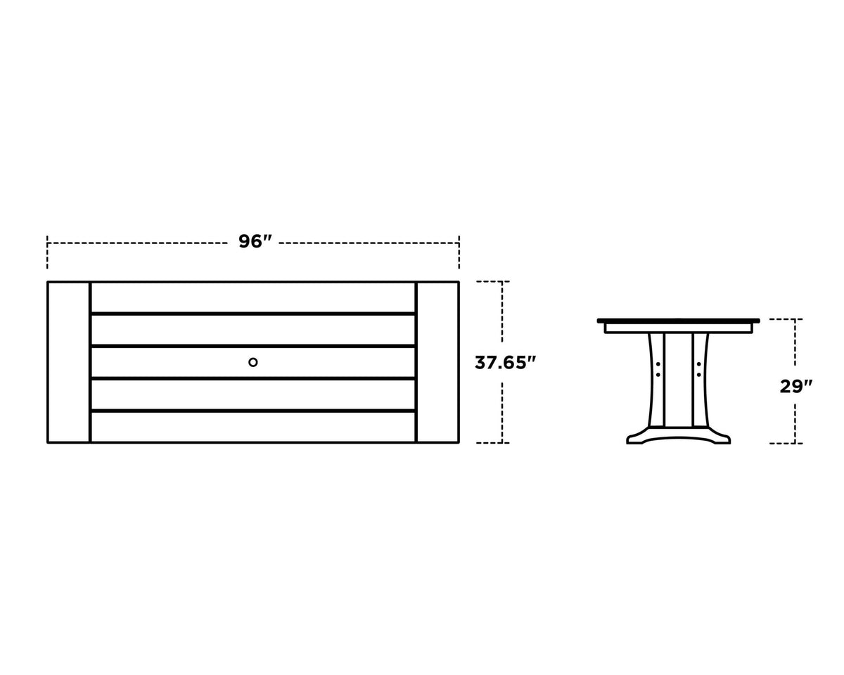 POLYWOOD Farmhouse Trestle 38" x 96" Dining Table dimensions