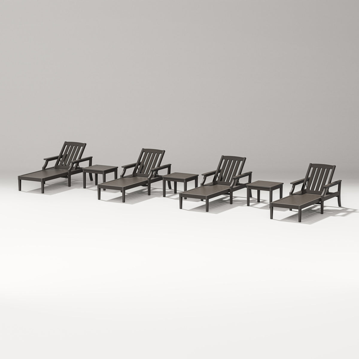 POLYWOOD Estate 7-Piece Chaise Lounge Set in Vintage Coffee