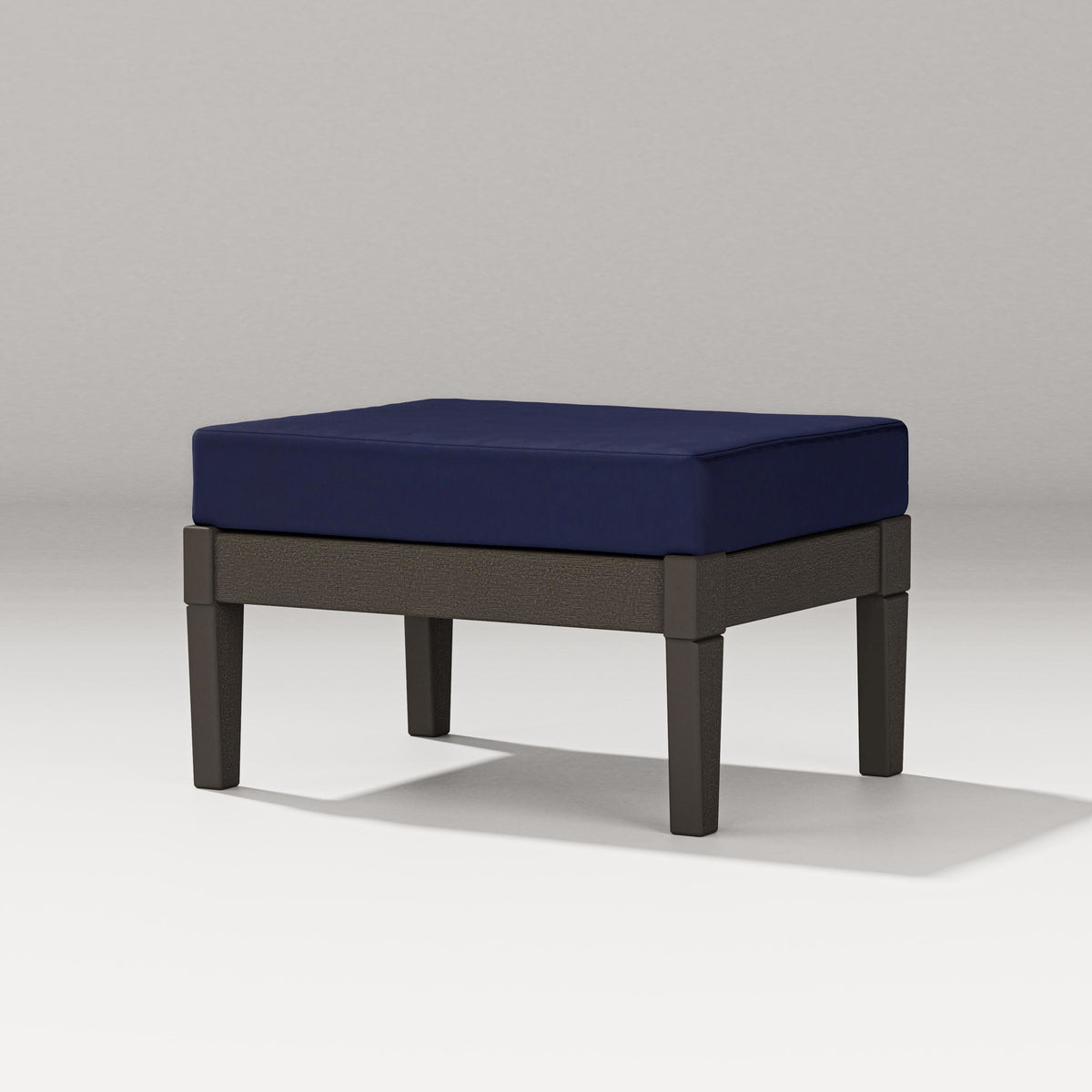 POLYWOOD Estate Lounge Ottoman in Vintage Coffee / Navy