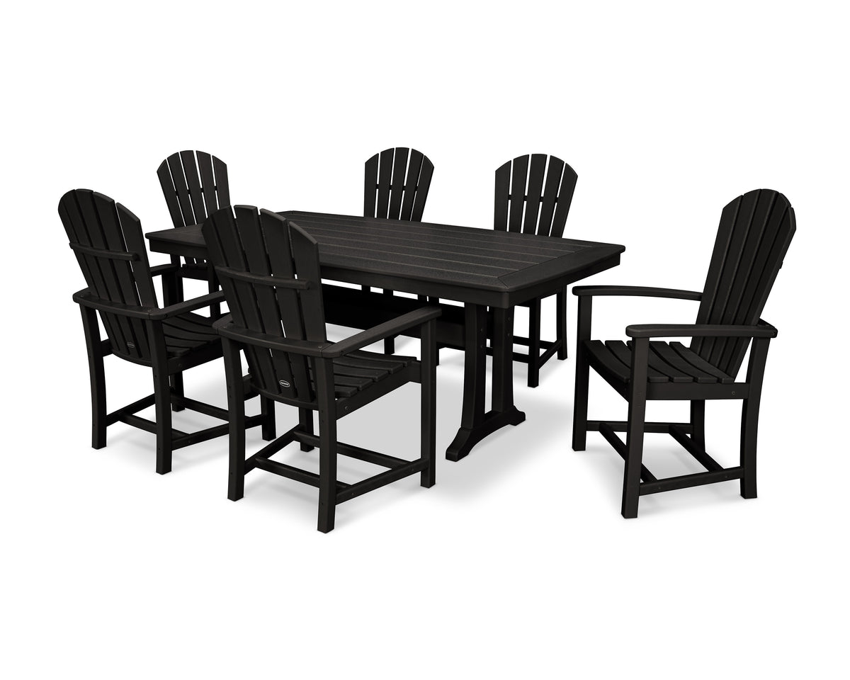 POLYWOOD Palm Coast 7-Piece Dining Set with Trestle Legs in Black