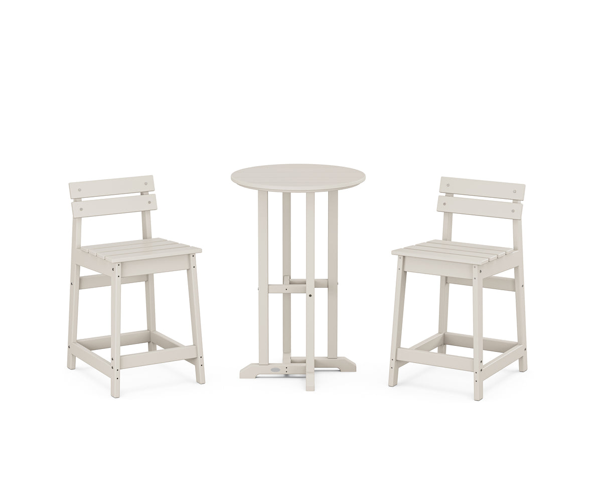 POLYWOOD Modern Studio Plaza Lowback 3-Piece Bistro Counter Set in Sand